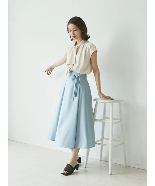 ブラウス シャツ サテンボウタイフレンチブラウス レディース TONAL ブラウス シャツ サテンボウタイフレンチブラウス