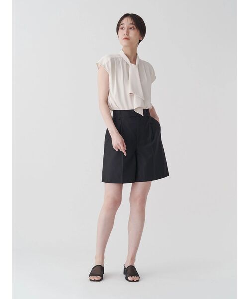 ブラウス シャツ サテンボウタイフレンチブラウス レディース TONAL ブラウス シャツ サテンボウタイフレンチブラウス