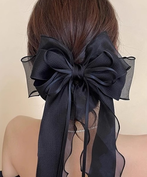ヘアクリップ ボリュームロングシアーダブルリボンバレッタ : ZOZOTOWN