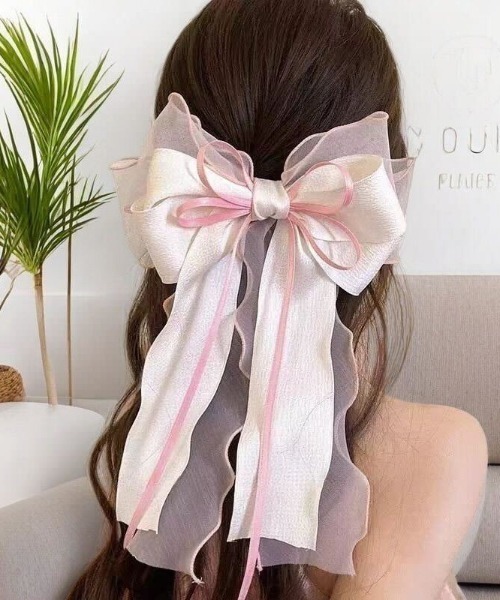 ヘアクリップ ボリュームロングシアーダブルリボンバレッタ : ZOZOTOWN