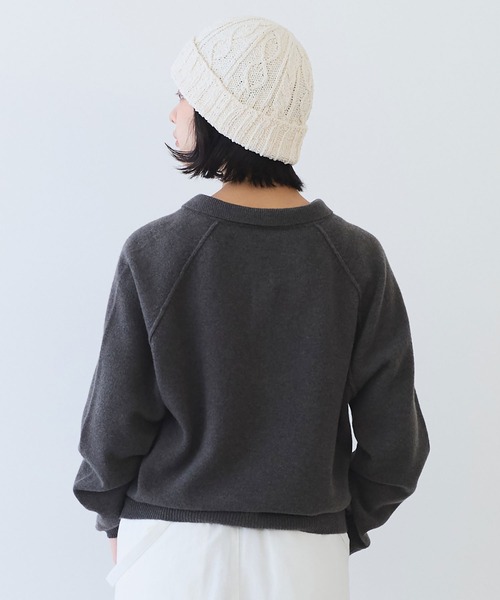 bulle de savon　ビュルデサボン 黒　上質ニット bulle de savon（ビュルデサボン） *ウールアランニットセーラーカラー
