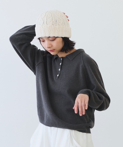 新品　ビュルデサボン ウール100%ニット bulle de savon（ビュルデサボン） *ウールアランニットセーラーカラー