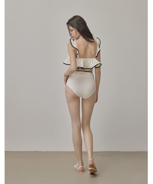 SALTMINT 水着 「水着デビューにも！」ときめきフリル×配色ライン 大人