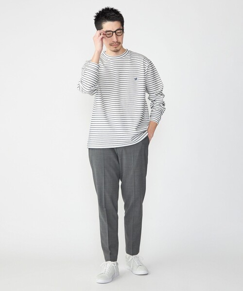 「SHIPS」 長袖Tシャツ MEDIUM ホワイト メンズ