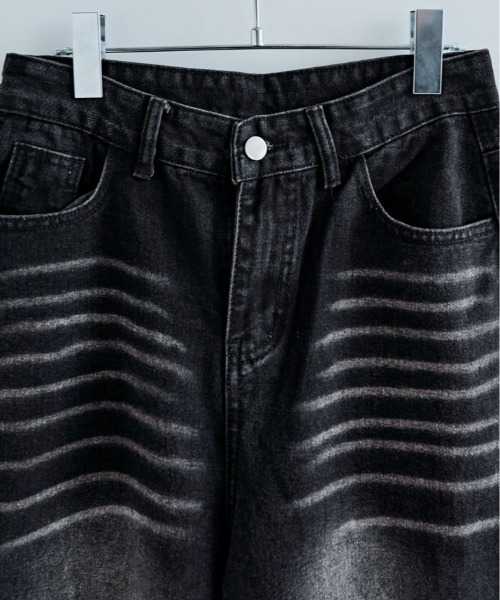 ジーンズ デニム デニムパンツ ペイント ロゴ ルーズ ワイド