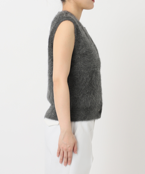 NOBLE（ノーブル） ベスト ジレ FOX/Caファーニットフロントボタン