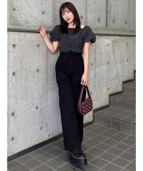 ブラックハンドバッグ MURUA ハンドバッグ スタッズワンハンドルバッグ : ZOZOTOWN