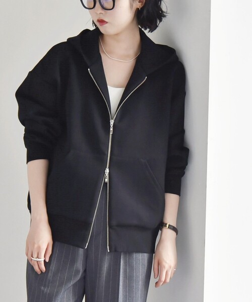 「quaranciel」 ジップアップパーカー ONE SIZE ブラック レディース