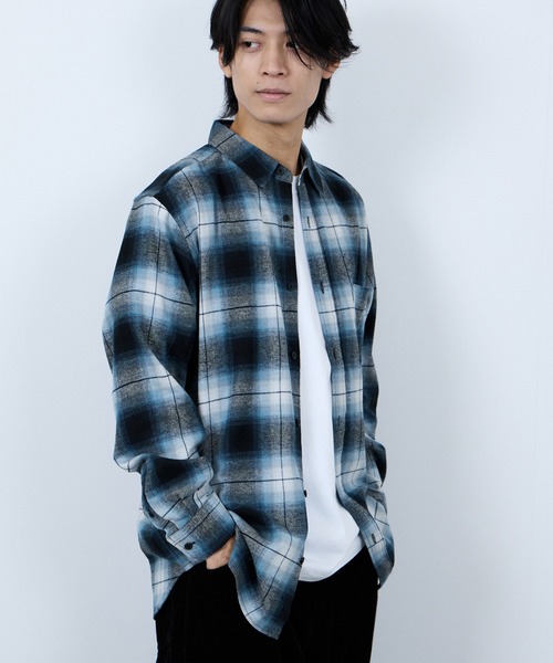 NAVY シャツ 「ユニセックス」Soft Flannel Plaid Shirt Casual