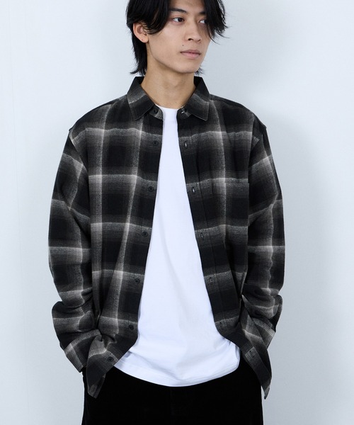 NAVY シャツ 「ユニセックス」Soft Flannel Plaid Shirt Casual