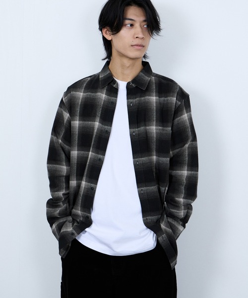 NAVY シャツ 「ユニセックス」Soft Flannel Plaid Shirt Casual