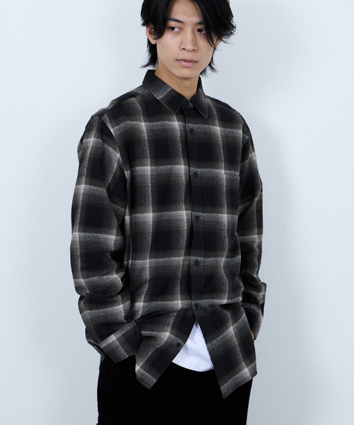 NAVY シャツ 「ユニセックス」Soft Flannel Plaid Shirt Casual