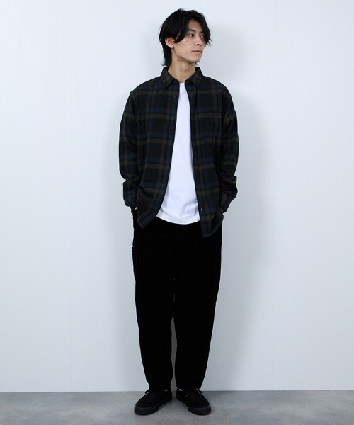 NAVY シャツ 「ユニセックス」Soft Flannel Plaid Shirt Casual