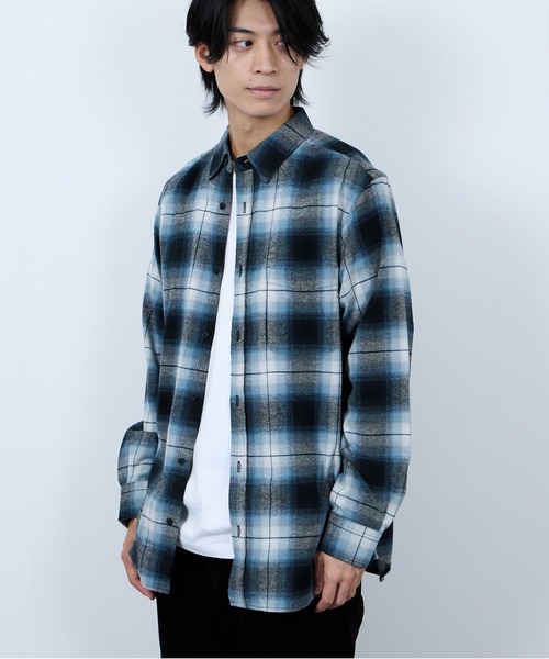 NAVY シャツ 「ユニセックス」Soft Flannel Plaid Shirt Casual