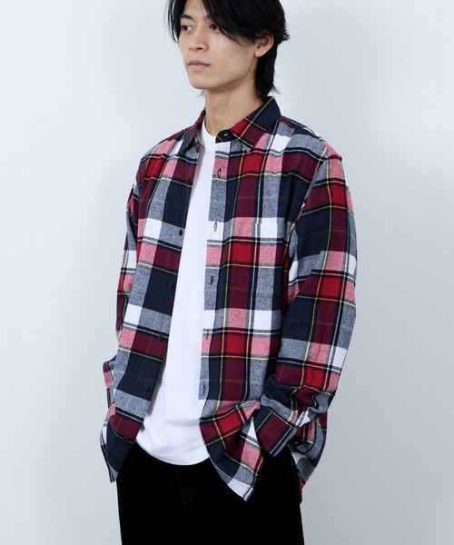 NAVY シャツ 「ユニセックス」Soft Flannel Plaid Shirt Casual