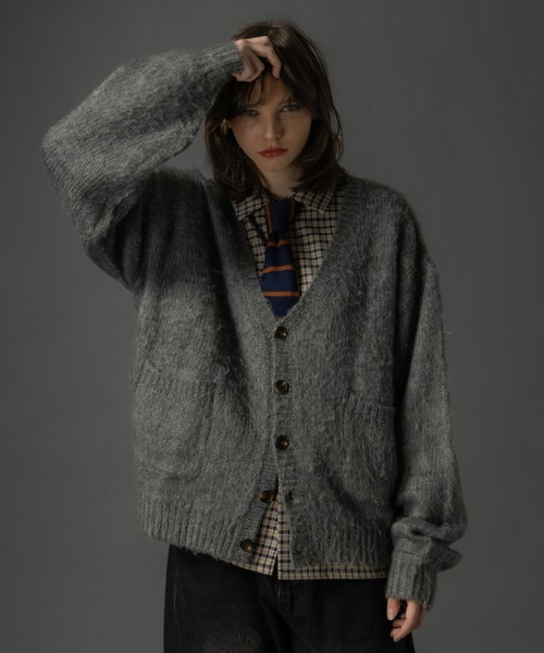 CIVVY. カーディガン Shaggy Knit Cropped Cardigan - シャギーニット