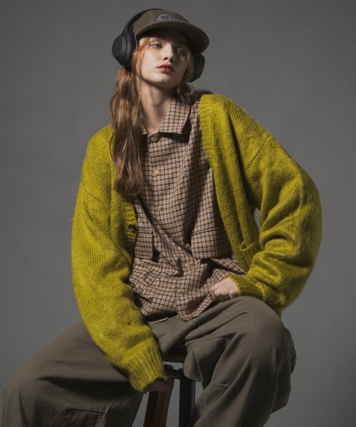 CIVVY. カーディガン Shaggy Knit Cropped Cardigan - シャギーニット