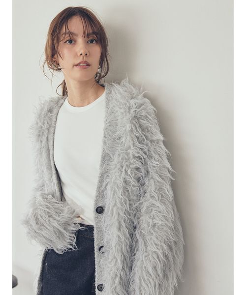 Mila Owen（ミラオーウェン） カーディガン スコッチ釦シャギーニット