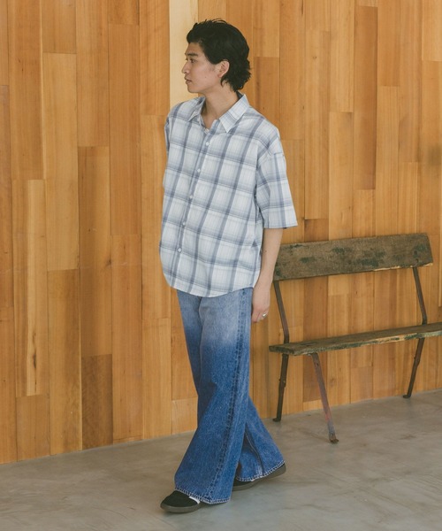 「RAGEBLUE」 半袖シャツ MEDIUM ライトブルー メンズ_画像2