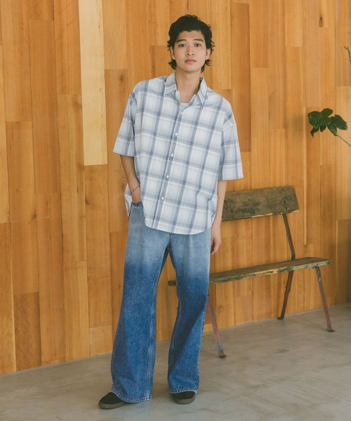 「RAGEBLUE」 半袖シャツ MEDIUM ライトブルー メンズ_画像3