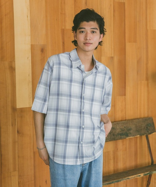 「RAGEBLUE」 半袖シャツ MEDIUM ライトブルー メンズ_画像5