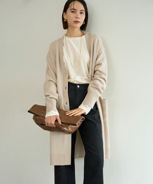 カシミヤロングカーディガン（レディースファッション