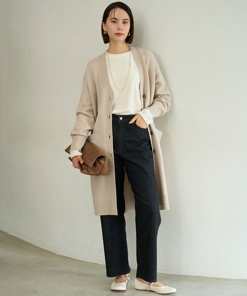 カシミヤロングカーディガン（レディースファッション