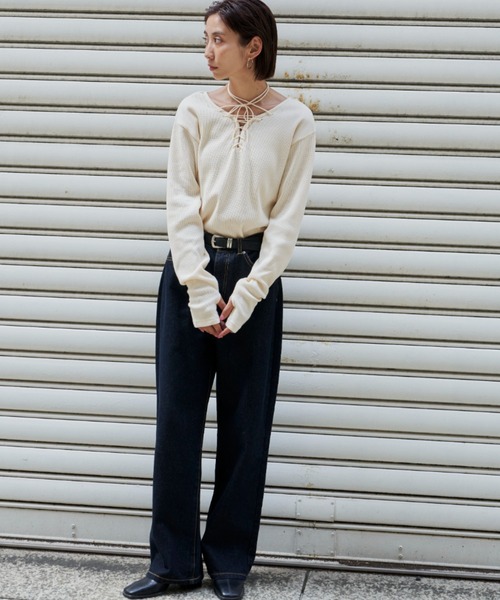 「Auntie Rosa Holiday」 加工デニムパンツ LARGE ブルー レディース_画像3