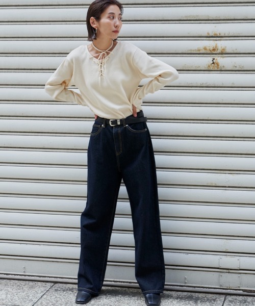 「Auntie Rosa Holiday」 加工デニムパンツ LARGE ブルー レディース_画像4