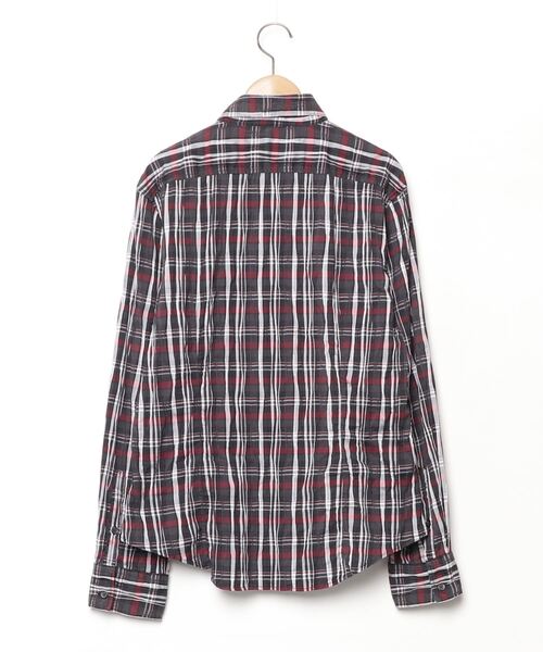 「MORGAN DE TOI」 チェック柄長袖シャツ AL ブラック メンズ_画像2