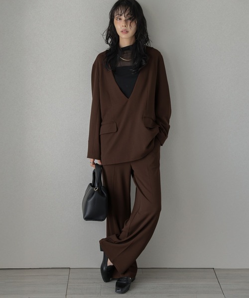 La-gemme（ラジェム） セットアップ 日本製 Vネックトップス+ワイド