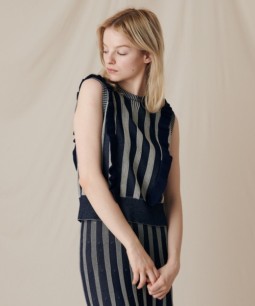 「SUPREME.LA.LA.」 ノースリーブニット MEDIUM ネイビー レディース_画像5