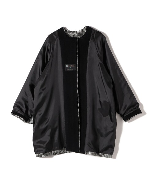 SHIPS シップス ヘリンボーン Pコート アルパカ ウール 金ボタン 黒