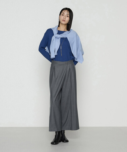 K．T キヨコ タカセ（K．T KIYOKO TAKASE）/〔 Sサイズ 〕 【セットアップ対応】ストレッチフラノ アシンメトリータックワイドパンツ K.T KIYOKO TAKASE（K.T キヨコ タカセ） パンツ 「セットアップ対応