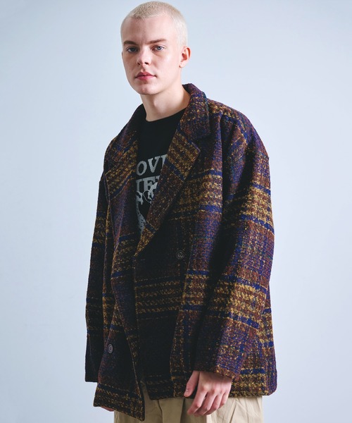 Revo. pコート ピーコート オーバーサイズ ブークレ 起毛 チェック