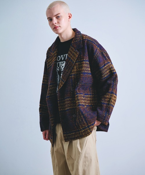 Revo. pコート ピーコート オーバーサイズ ブークレ 起毛 チェック