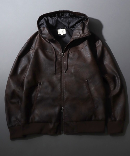 SITRY（シトリー） ブルゾン アウター Synthetic Leather Zip Hoodie