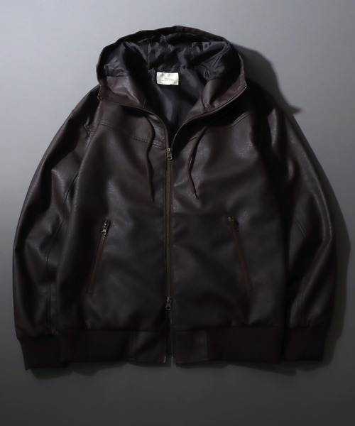 SITRY（シトリー） ブルゾン アウター Synthetic Leather Zip Hoodie