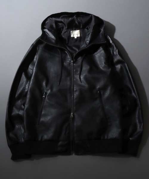 SITRY（シトリー） ブルゾン アウター Synthetic Leather Zip Hoodie