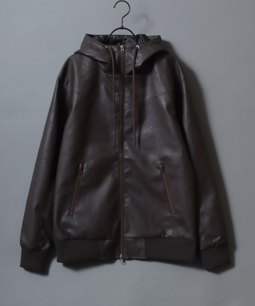 SITRY（シトリー） ブルゾン アウター Synthetic Leather Zip Hoodie