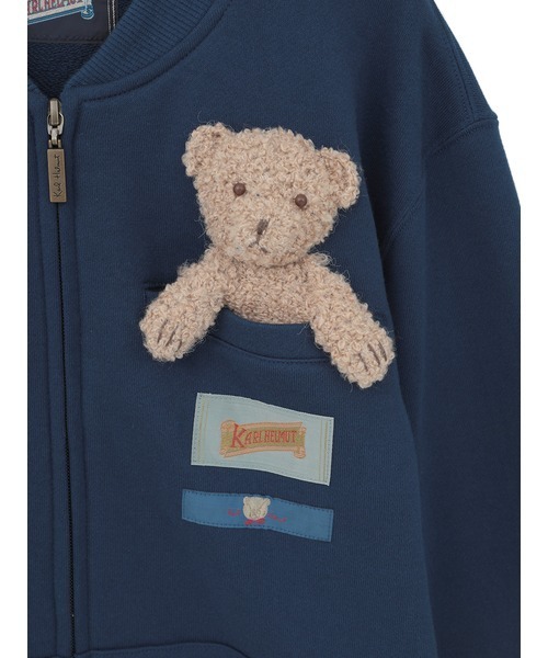 Karl Helmut カーディガン くまモチーフ付き ジップアップカーディガン