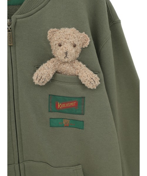 Karl Helmut カーディガン くまモチーフ付き ジップアップカーディガン