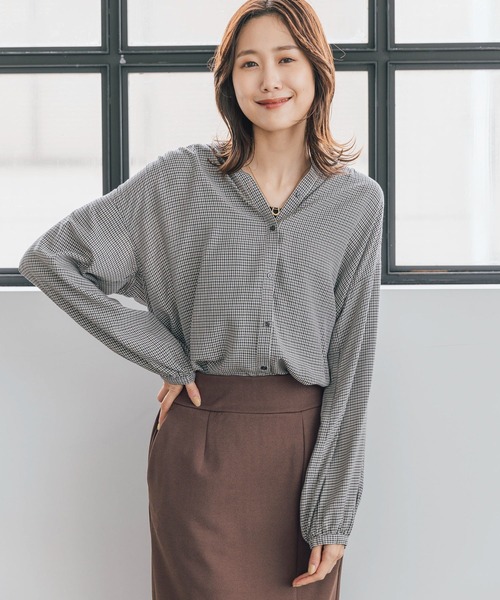 [GLOBAL WORK] длинный рукав блуза SMALL белый женский 