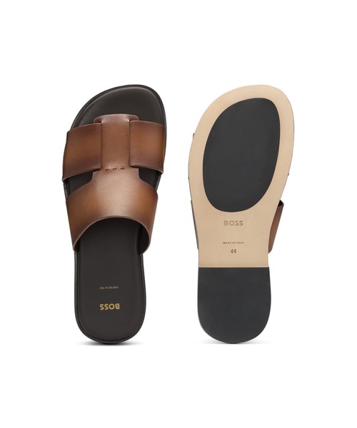 BOSS（HUGO BOSS） サンダル レザー スライドサンダル カットアウト