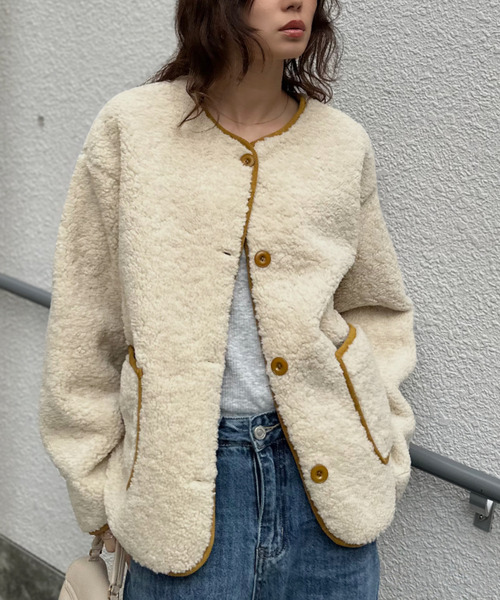 ブルゾン アウター 「Good Riddance」コントラスト ボア ジャケット