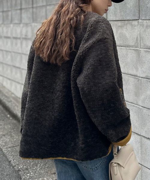 ブルゾン アウター 「Good Riddance」コントラスト ボア ジャケット