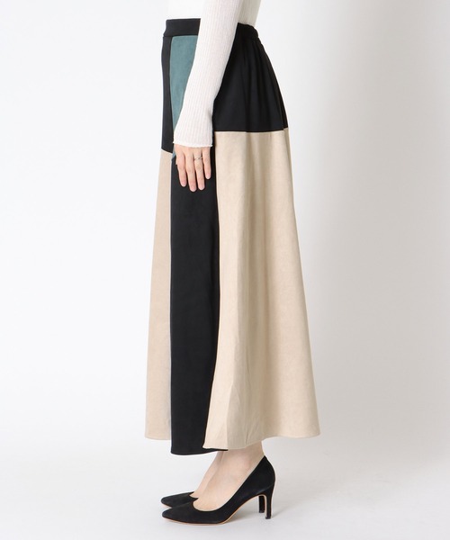 Three Four Time（スリーフォータイム） スカート バイカラースエード