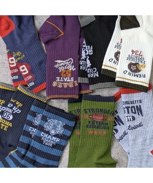 靴下 「8足セット」アメカジ ビンテージ Tシャツ風デザインソックス