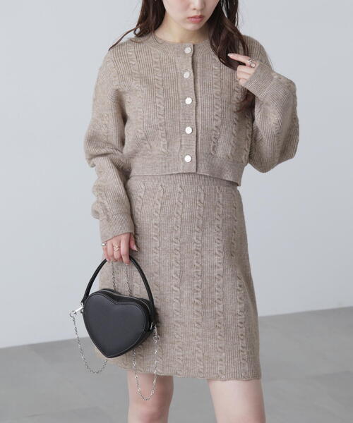 FREE'S MART ワンピース ケーブルニットカーデ×ワンピースセット