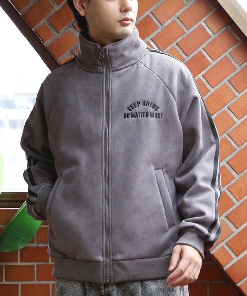 8 ブルゾン アウター 裏ボア刺繍入りトラックジャケット メンズ